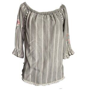 Standard Grace Striped Boho Fringed Tunic with Ties Size M